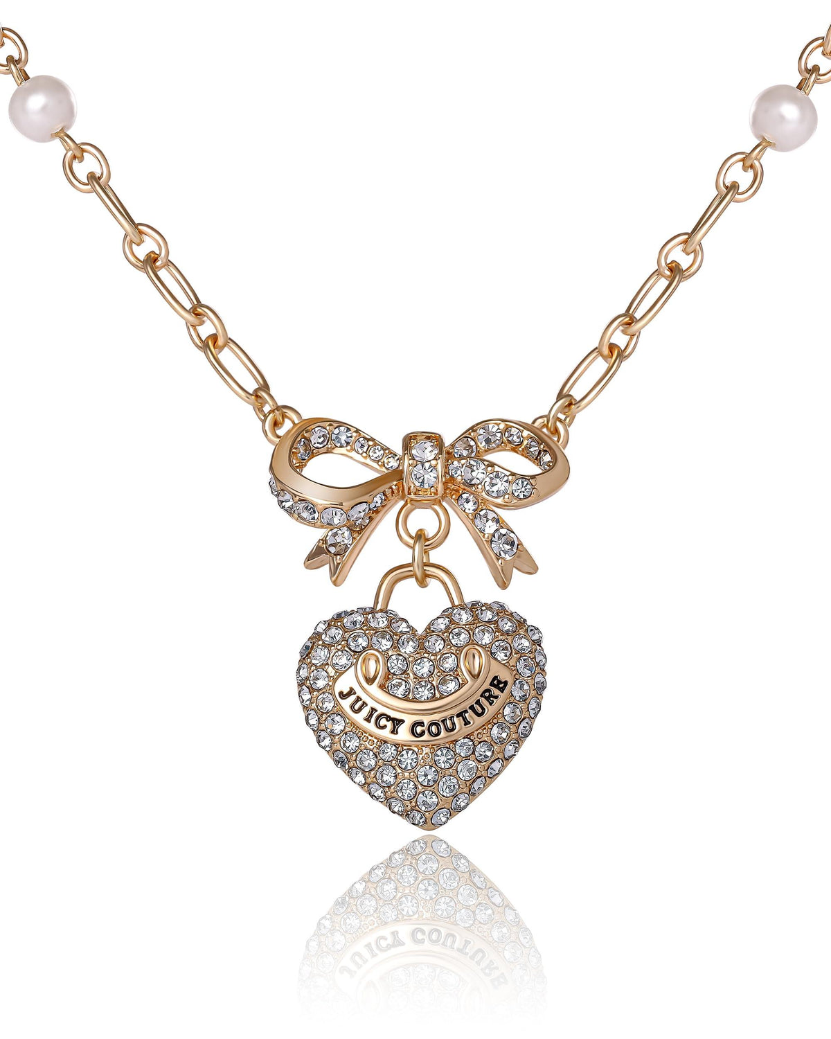 Juicy Couture Gold-Tone Logo Heart Pendant Necklace for Women