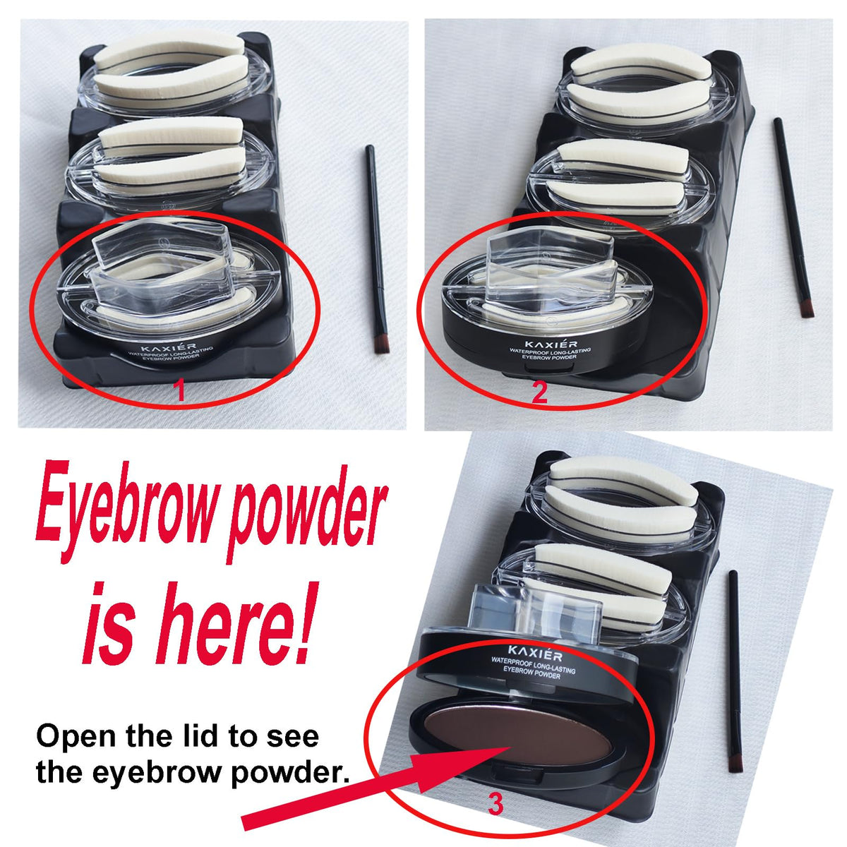 Waterproof Eyebrow Stamp Powder Kit with Stencils & Mirror