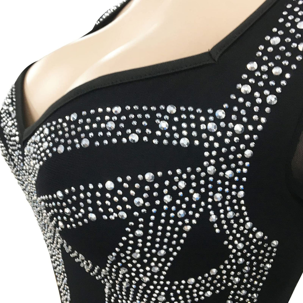 Sheer Rhinestone Crystal Mesh Bodycon Dress