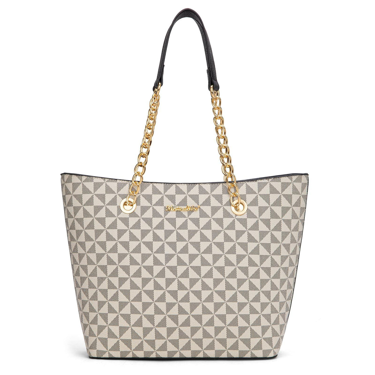Montana West Chain Top-Handle Tote Bag Large Capacity Vegan Leather