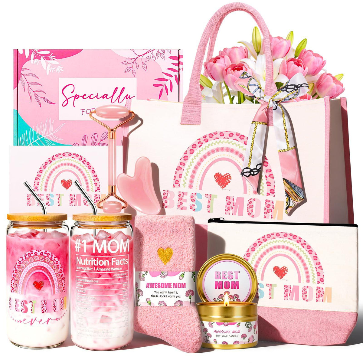 Best Mom Ever 7-Piece Gift Set – Birthday & Mother’s Day Gift Basket for Mom
