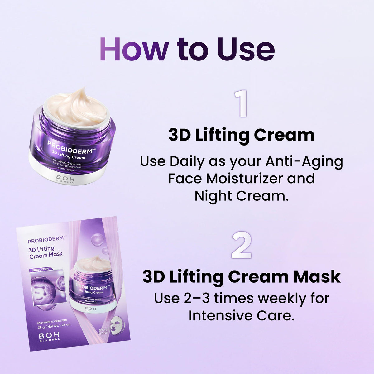 BIOHEAL BOH 3D Lifting Cream Double Set - Korean Anti-Aging Skincare Gift
