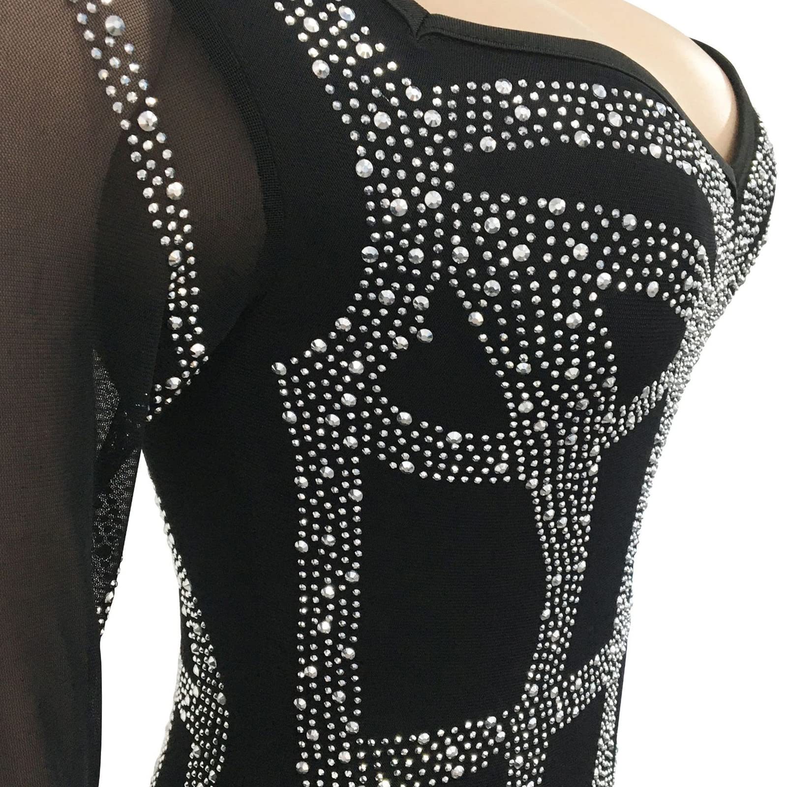 Sheer Rhinestone Crystal Mesh Bodycon Dress