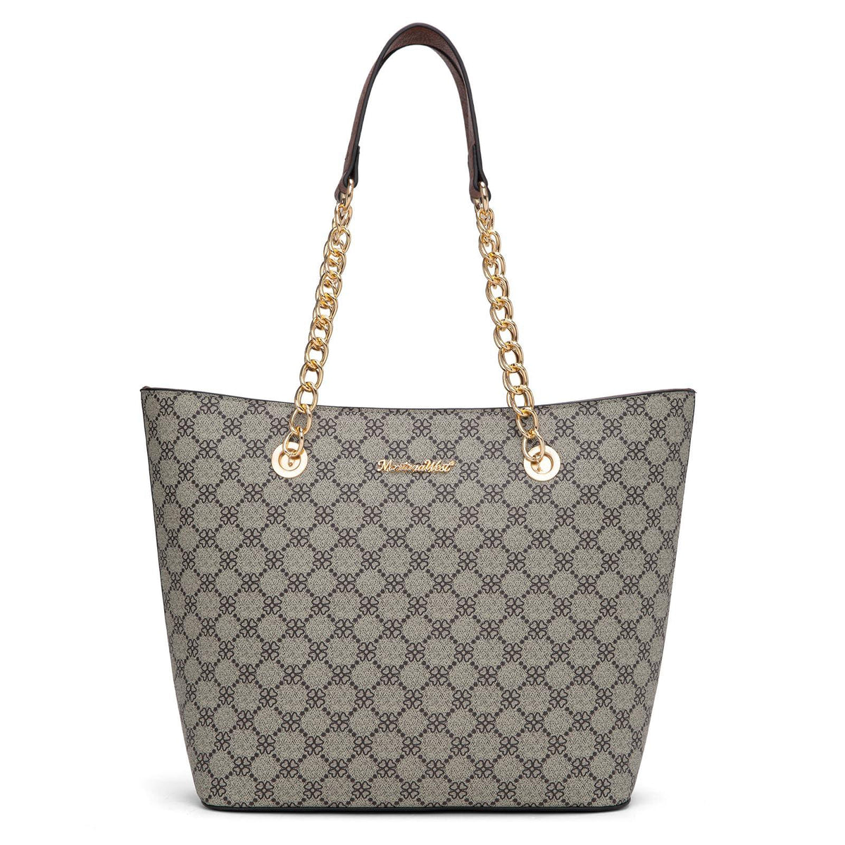 Montana West Chain Top-Handle Tote Bag Large Capacity Vegan Leather
