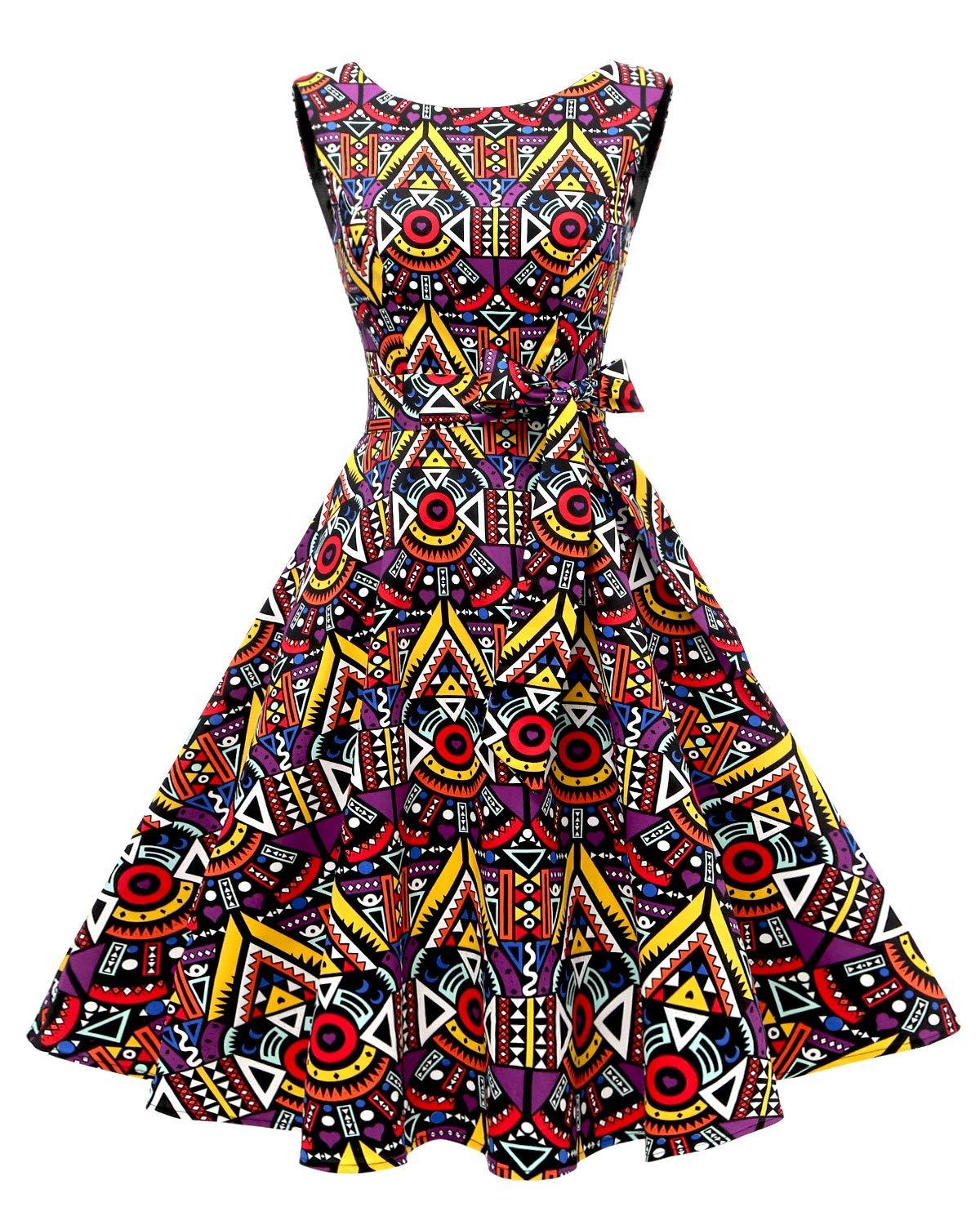 Women's Boatneck Sleeveless Swing Vintage 1950s Cocktail Dress