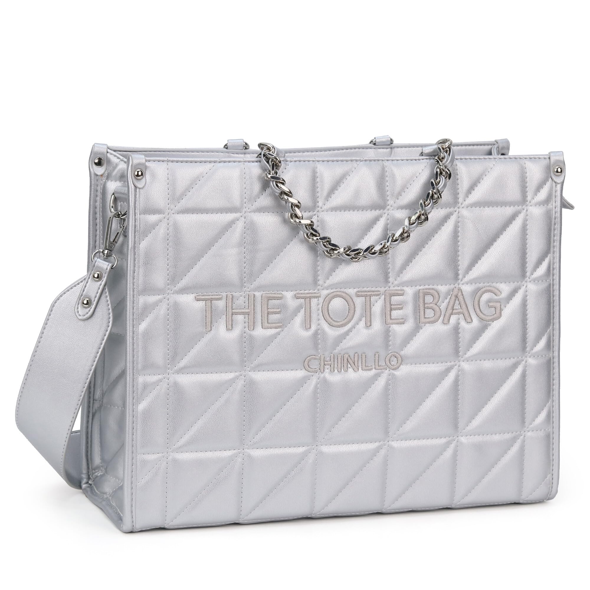 Chinllo Tote Bag for Women – Quilted Satchel Purse with Detachable Shoulder Strap | Small, Medium, Large