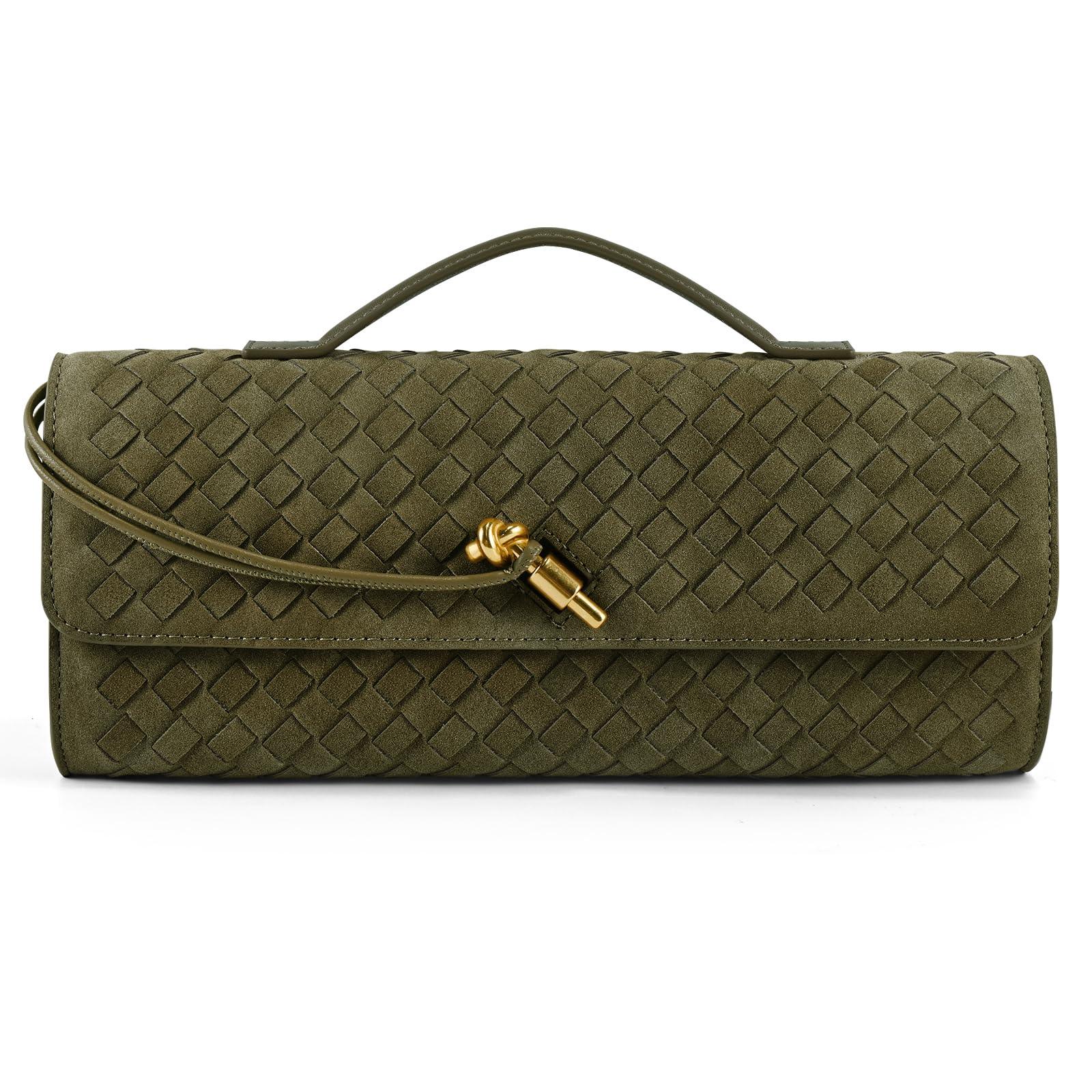 Jumping Deer Woven Clutch Purse | PU Leather Evening Bag | Clutch, Shoulder & Crossbody