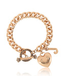 Juicy Couture Heart Charm Bracelet | Gold & Silver Tone | Toggle & Lobster Clasp | Gift for Her