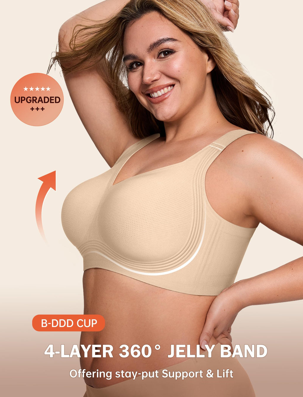 LetsJoli Jelly Bras for Women No Underwire Plus Size Push Up Supportive