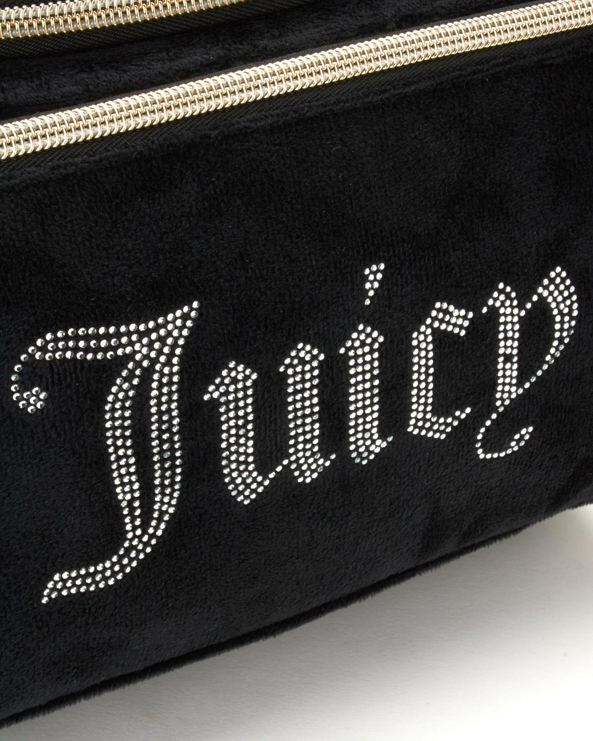 Juicy Couture Velour Makeup Bag | Rhinestone Travel Cosmetics Organizer | Black & Pink