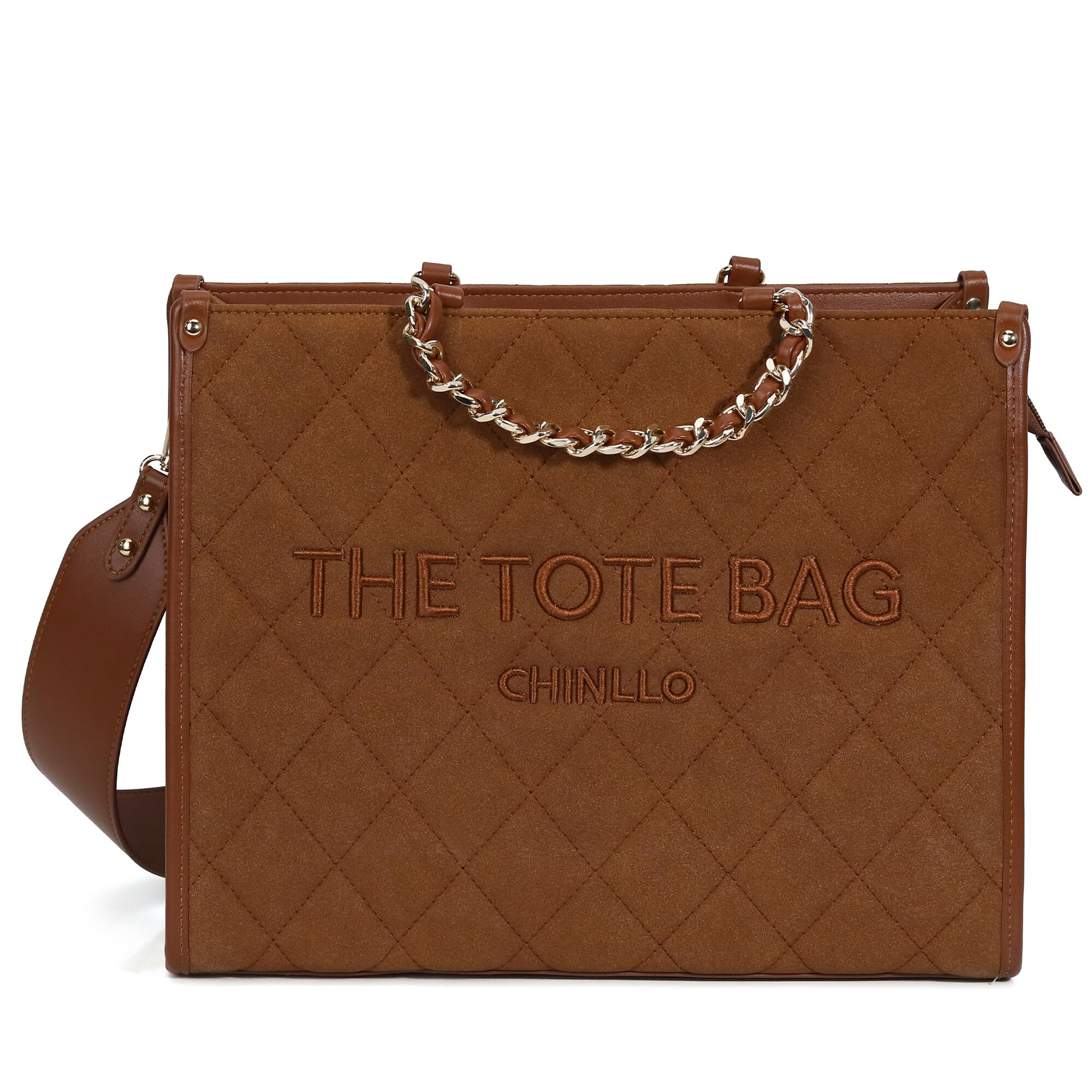 Chinllo Tote Bag for Women – Quilted Satchel Purse with Detachable Shoulder Strap | Small, Medium, Large