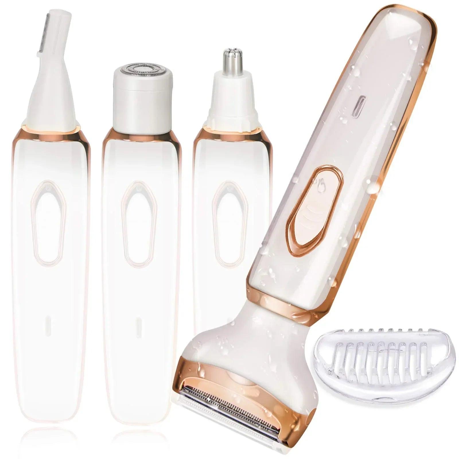 2-in-1 Rechargeable Women’s Electric Shaver – Bikini & Facial Trimmer, Wet/Dry, Low Noise (Type-C, Portable) - Dazzling Beauty Solution