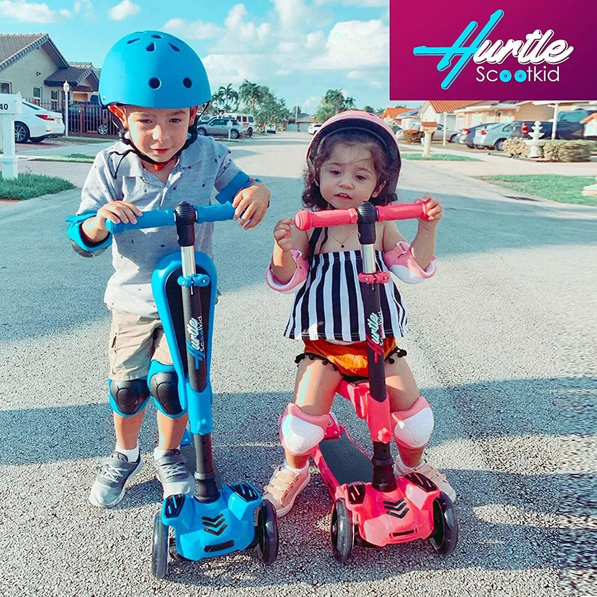 3-Wheeled Scooter for Kids - Wheel LED Lights, Adjustable Lean-To-Steer Handlebar, and Foldable Seat - Sit or Stand Ride with Brake for Boys and Girls Ages 1-14 Years Old - Dazzling Beauty Solution