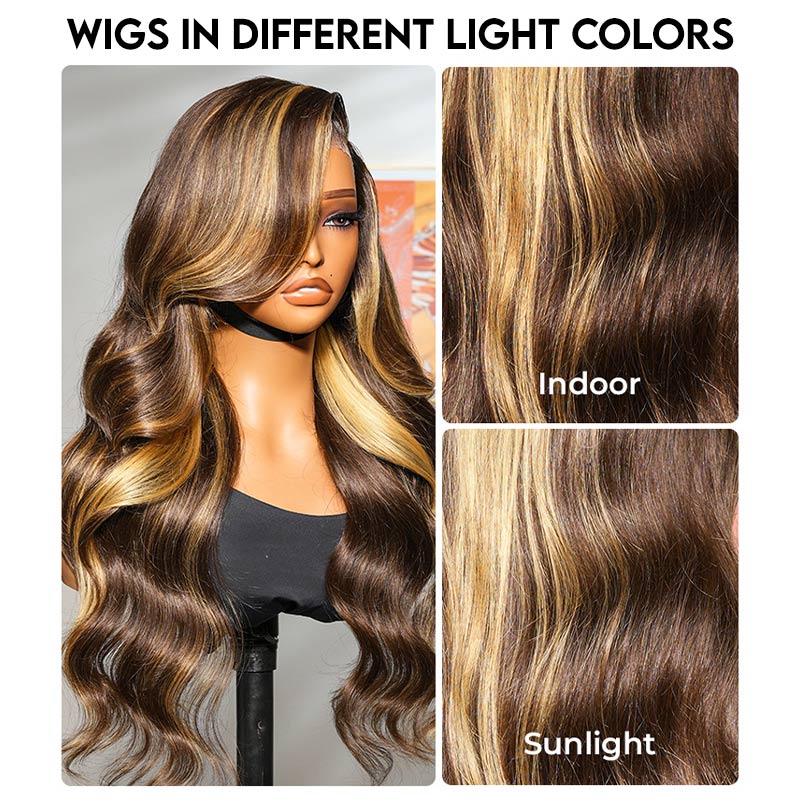 Loose Body Wave Wigs Honey Blonde Highlight Wigs 13x4 Lace Front Human Hair Wigs High Quality Wig
