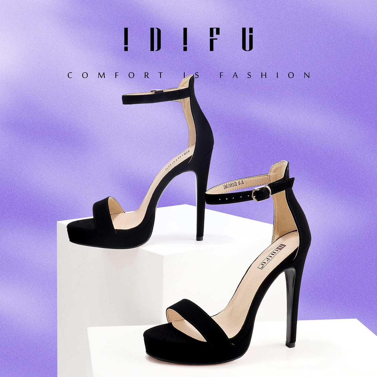 IDIFU Women's 5" Platform Stiletto Heel Sandals | Ankle Strap Open Toe | Wedding & Party