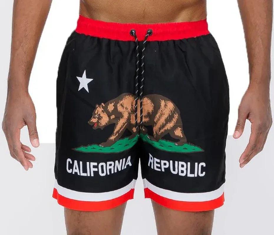 Men’s California Print Swim Shorts – 8.5” Inseam - Dazzling Beauty Solution