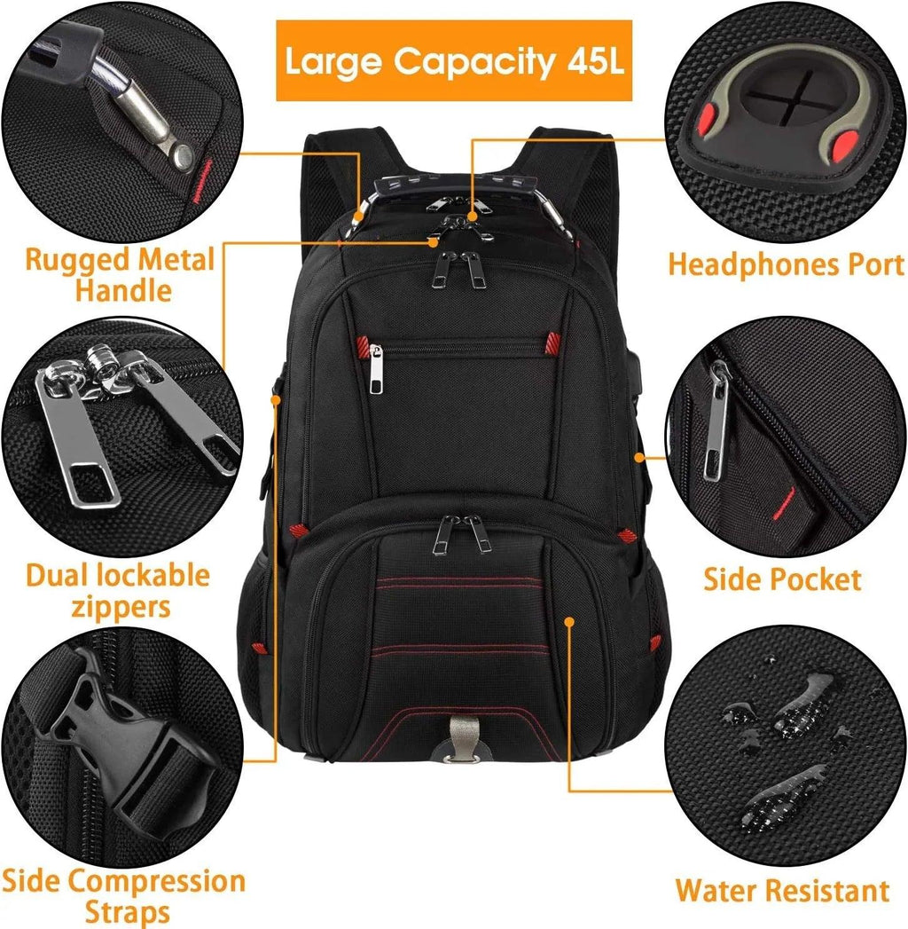 XL Travel Laptop Backpack – USB & RFID Secure - Dazzling Beauty Solution