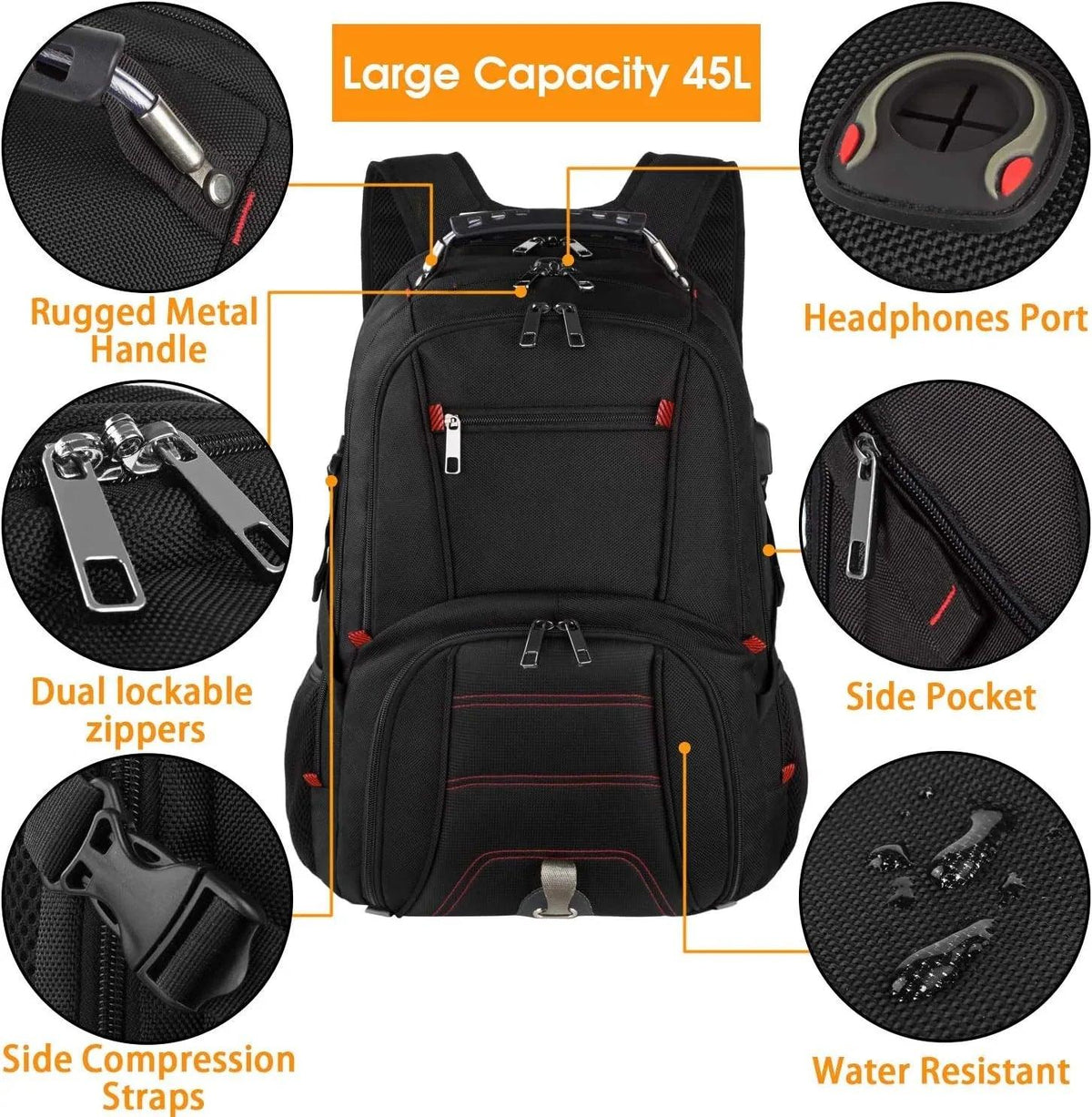 XL Travel Laptop Backpack – USB & RFID Secure - Dazzling Beauty Solution