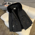 Fur Collar Fashionable All-matching Jacket Hooded Warm Cotton-padded Coat - Dazzling Beauty Solution