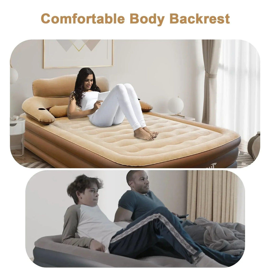 18In Queen Air Mattress with Headboard, Inflatable Mattress Airbed for Camping - Dazzling Beauty Solution