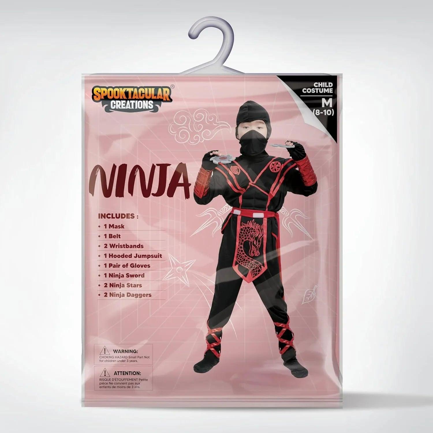 Kids’ Ninja Dragon Halloween Costume – Boys Jumpsuit Dress-Up Set - Dazzling Beauty Solution