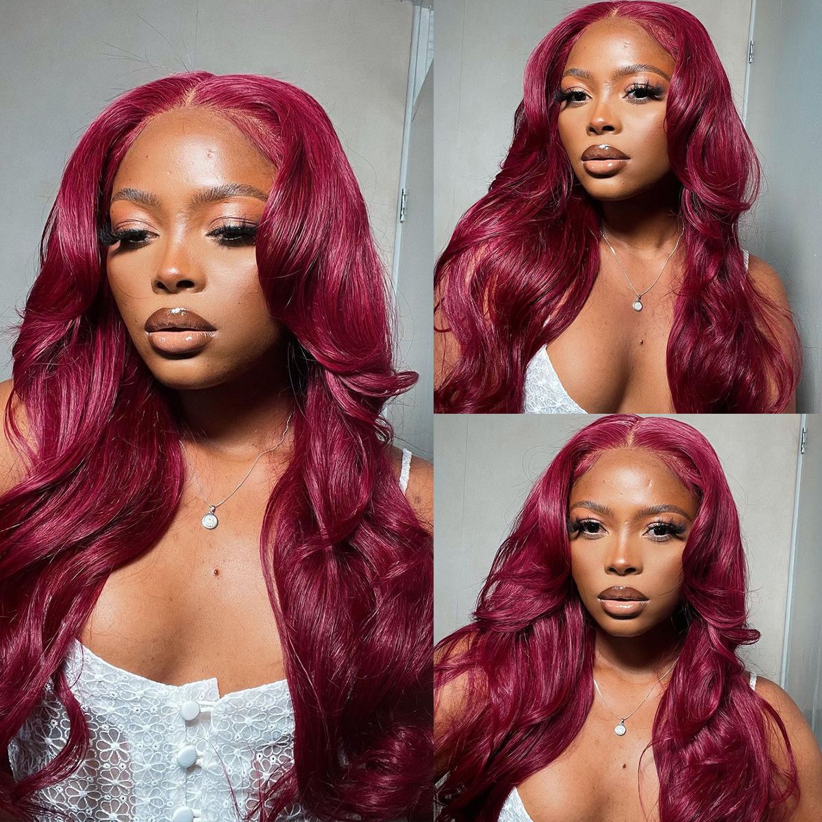 99J Burgundy Straight / Body Wave 4x4 Lace Closure Human Hair Wig