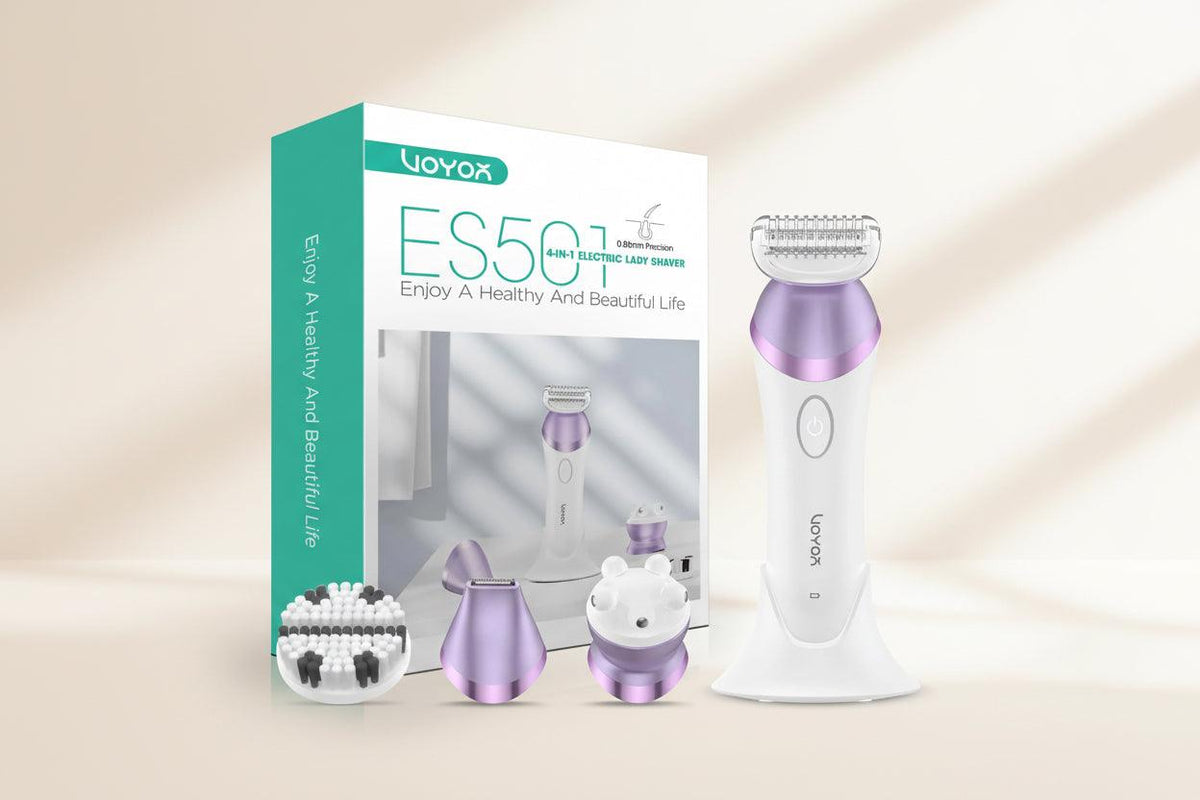 4-in-1 Rechargeable Women’s Electric Razor & Bikini Trimmer – Purple - Dazzling Beauty Solution