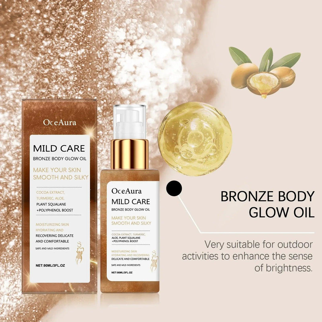 Oceaura Bronze Body Glow Oil – Moisturizing Shimmer Oil - Dazzling Beauty Solution