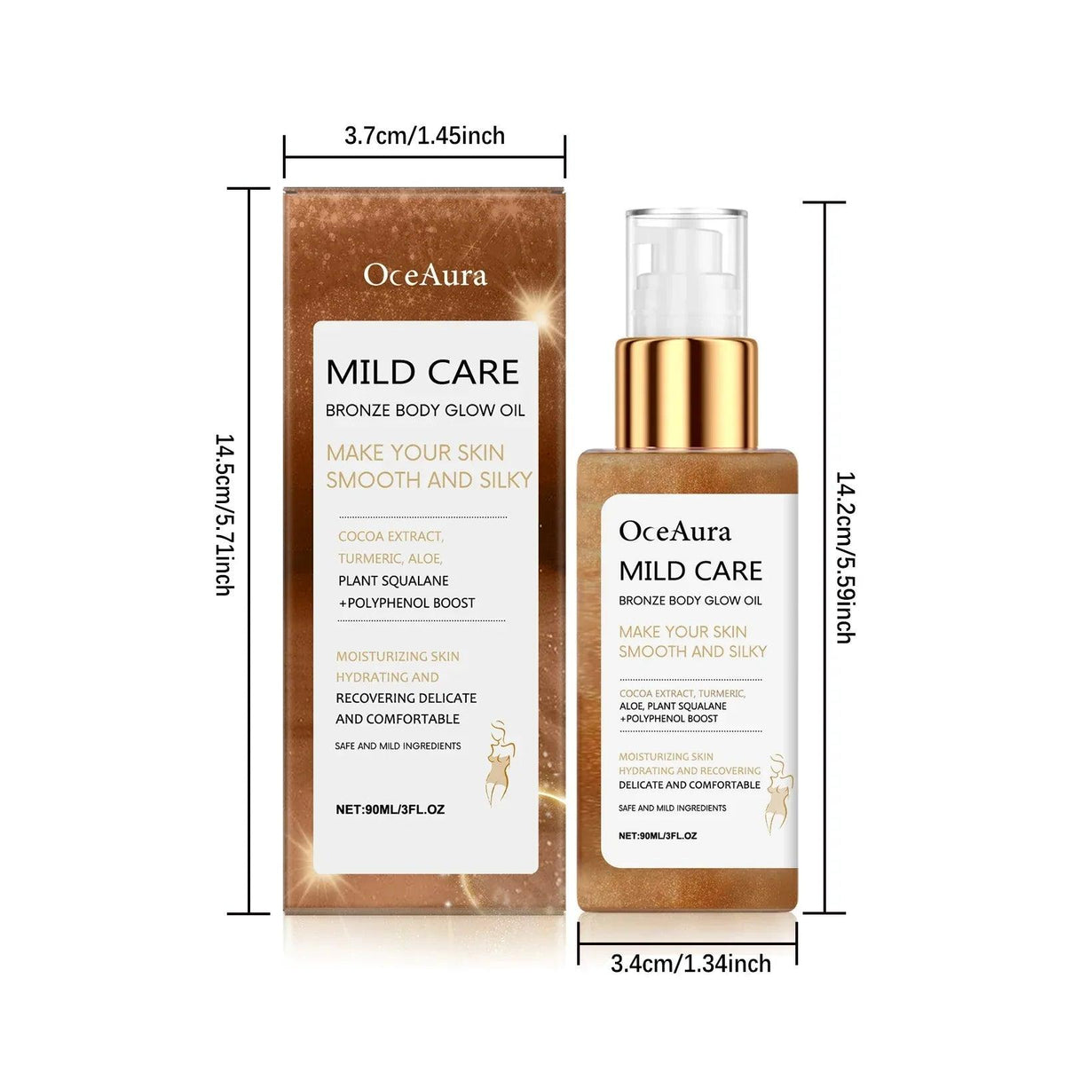 Oceaura Bronze Body Glow Oil – Moisturizing Shimmer Oil - Dazzling Beauty Solution