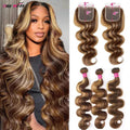 Honey Blonde Body Wave Bundles with 5x5 Closure – Ombre Human Hair - Dazzling Beauty Solution