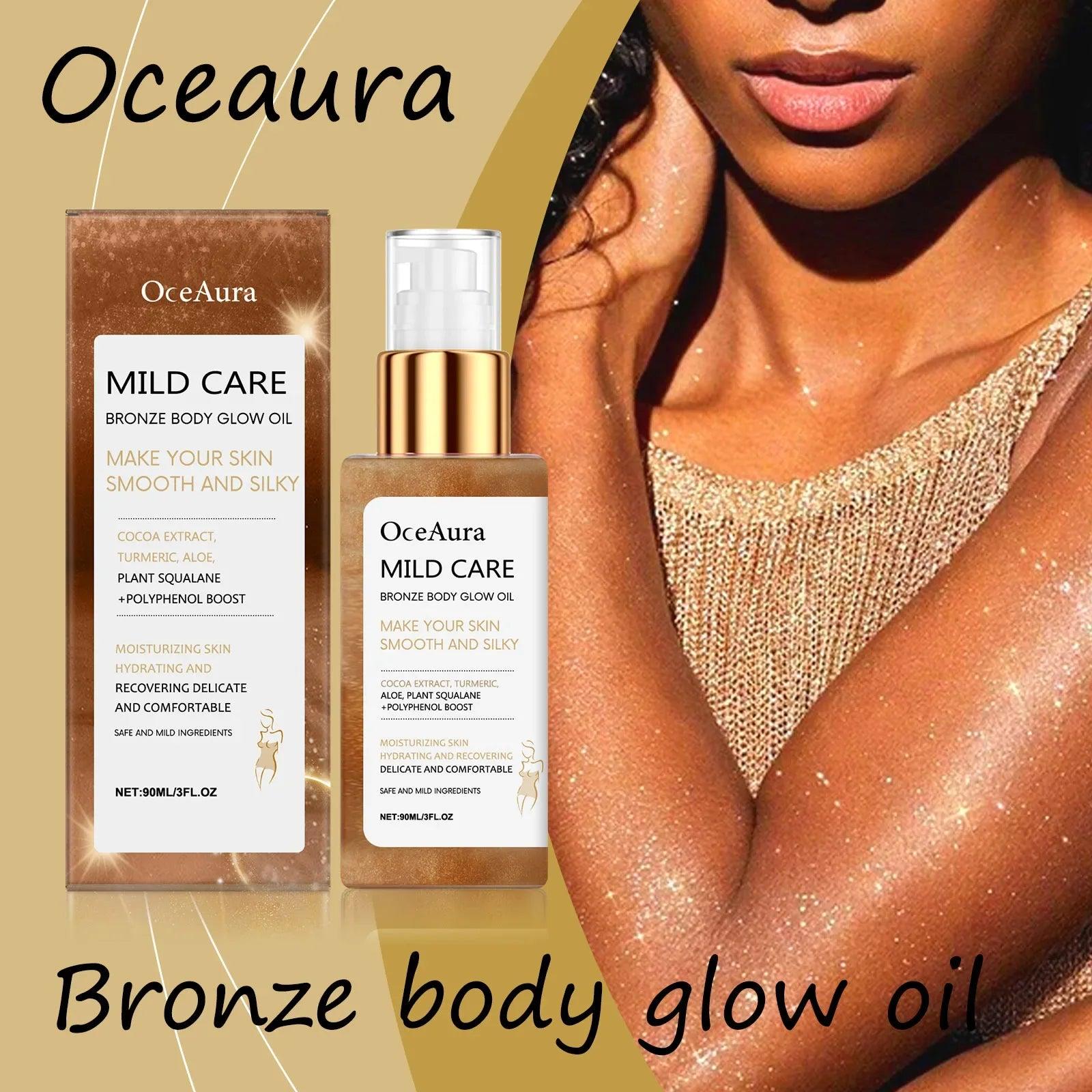 Oceaura Bronze Body Glow Oil – Moisturizing Shimmer Oil - Dazzling Beauty Solution