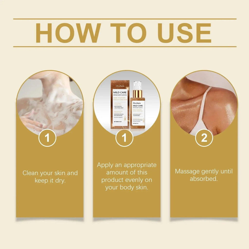 Oceaura Bronze Body Glow Oil – Moisturizing Shimmer Oil - Dazzling Beauty Solution
