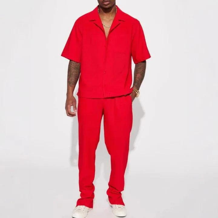 New Casual Loose Lapels Short-sleeved Trousers Trendy Men's Suit - Dazzling Beauty Solution