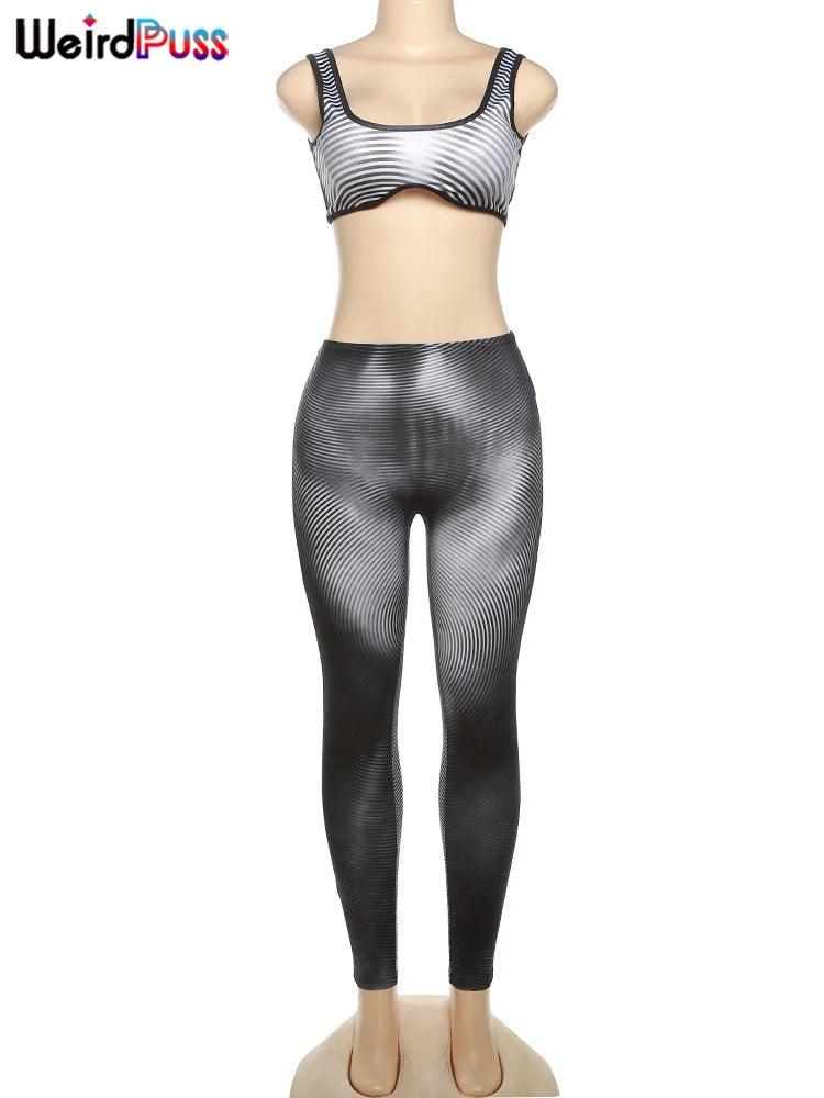 Women's Gradient 2-Piece Set - Tank Top & Leggings Outfit