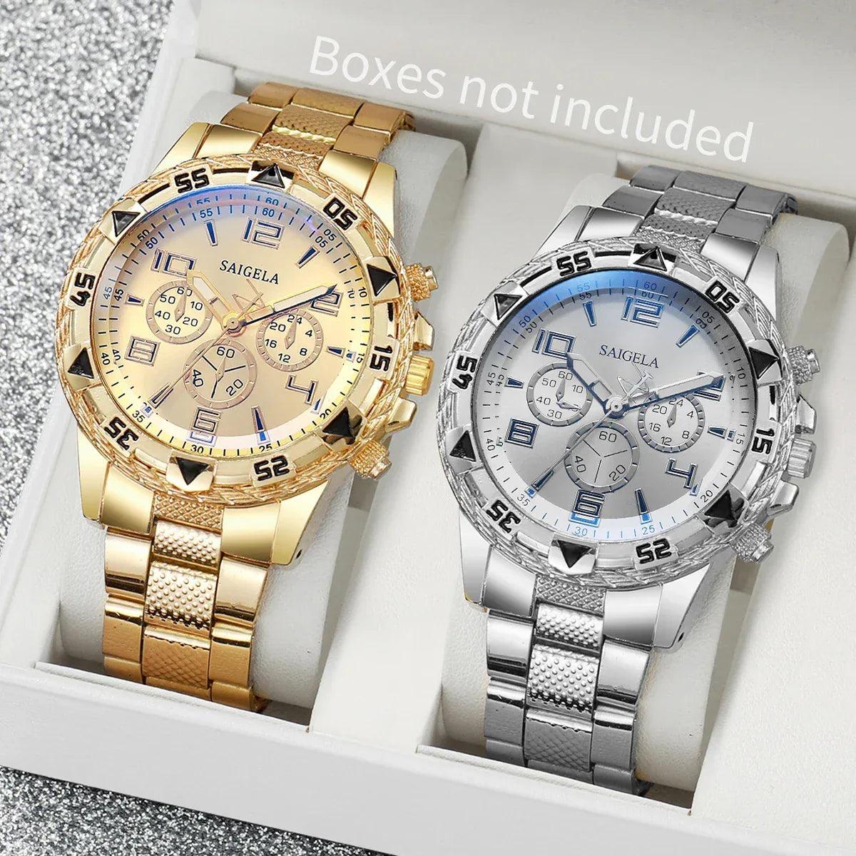 Men's Fashion Quartz Watch Set - 2pcs Steel Band - Dazzling Beauty Solution