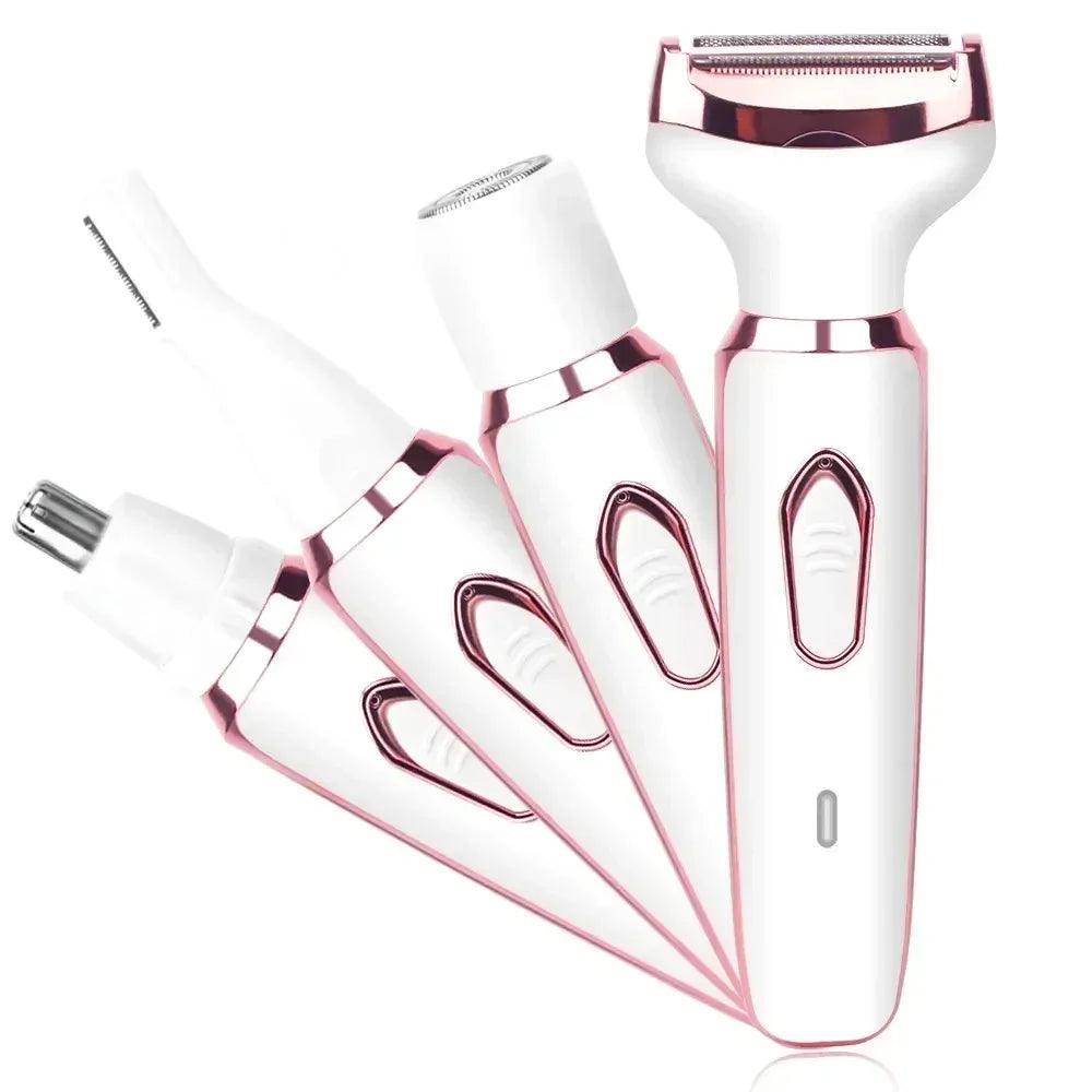 4-in-1 Electric Hair Removal Kit for Women – Bikini, Eyebrow, Nose & Facial Trimmer Set - Dazzling Beauty Solution