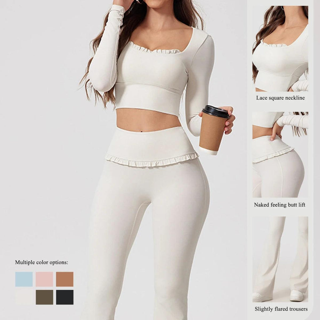 Women's 2-Piece Gym & Yoga Set | Quick-Dry Long Sleeve Top + Leggings | 6 Colors | S–XL