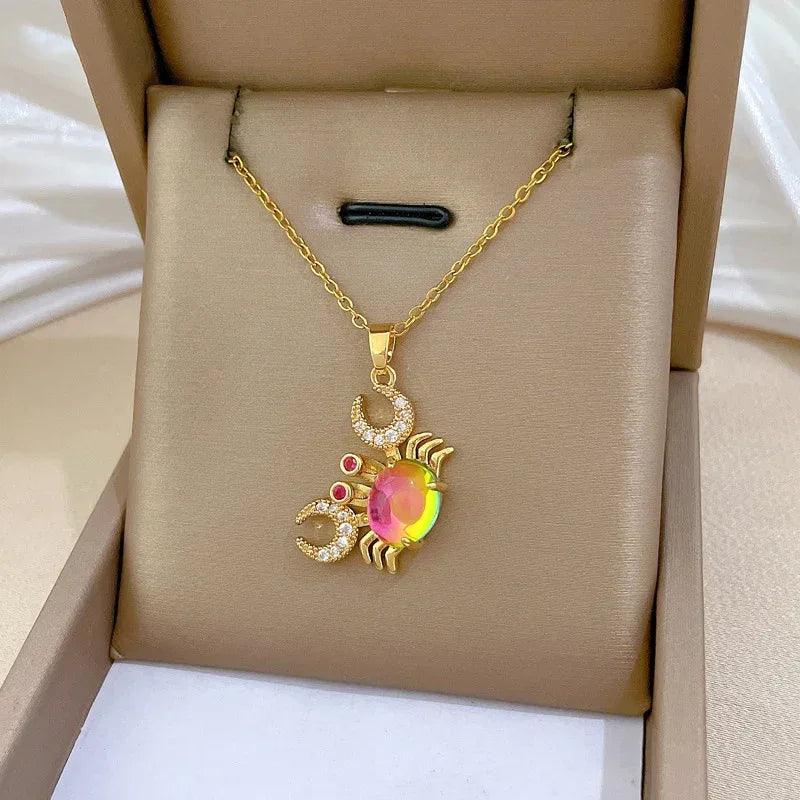 316L Stainless Steel Colorful Crab Pendant Necklace - Dazzling Beauty Solution