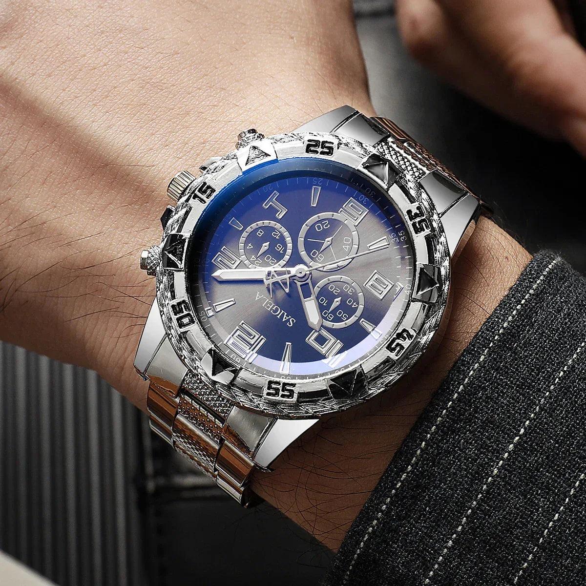 Men's Fashion Quartz Watch Set - 2pcs Steel Band - Dazzling Beauty Solution