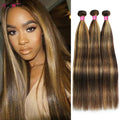 Ombre Light Yaki Straight Human Hair Bundles – Brazilian Weave Extensions - Dazzling Beauty Solution