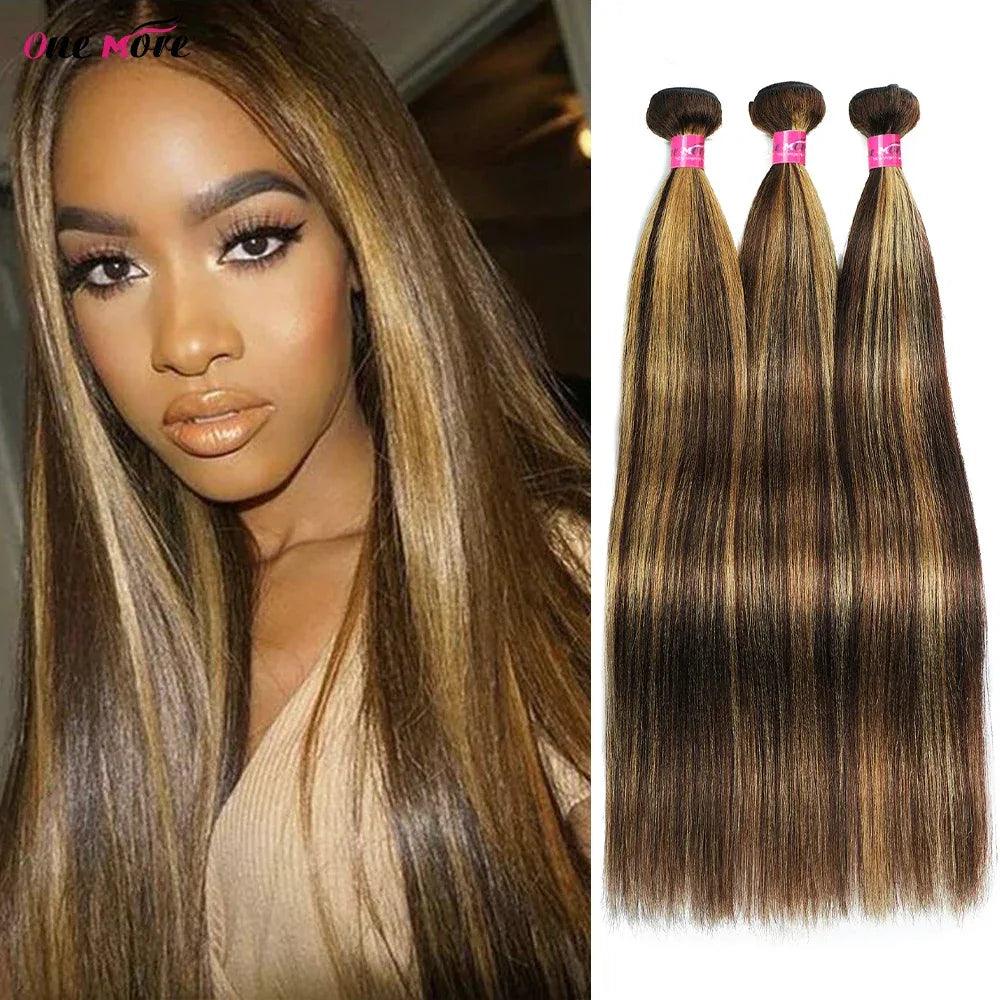 Ombre Light Yaki Straight Human Hair Bundles – Brazilian Weave Extensions - Dazzling Beauty Solution