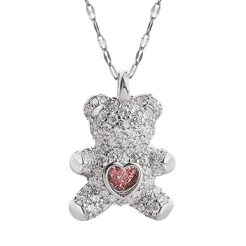 Lovely Bear Pendant Necklace – Golden Titanium Stainless Steel Jewelry for Women - Dazzling Beauty Solution