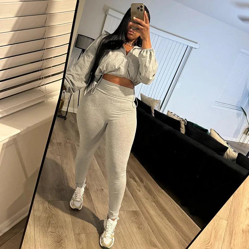 Women's 2-Piece Tracksuit - Zip Jacket & Leggings Set