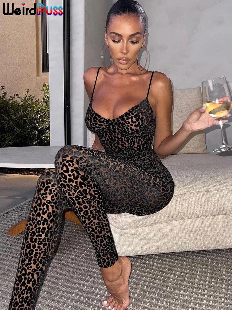 Leopard Print Backless Skinny Jumpsuit – Bold Night Glam