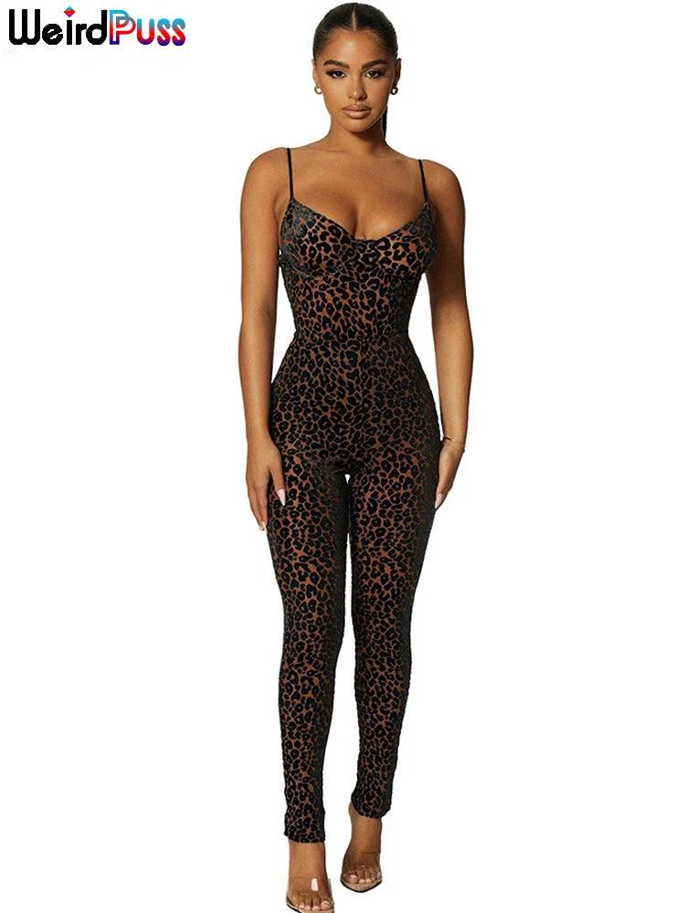 Leopard Print Backless Skinny Jumpsuit – Bold Night Glam