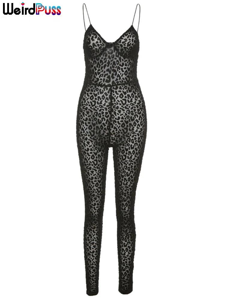 Leopard Print Backless Skinny Jumpsuit – Bold Night Glam