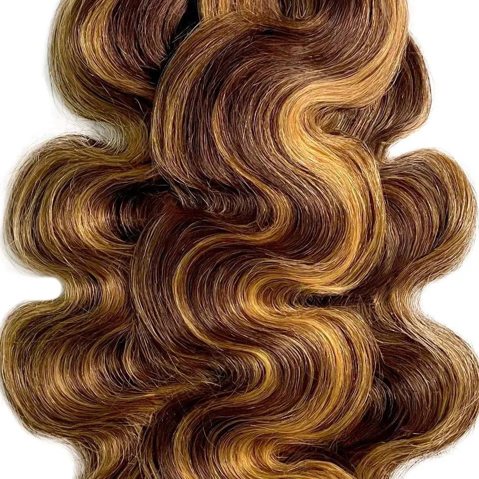 P4/27 Highlight Body Wave Bundles | 18–22 Inch Ombre Brown Human Hair | 100% Brazilian Remy Bundles | Dazzling Beauty Solution - Dazzling Beauty Solution