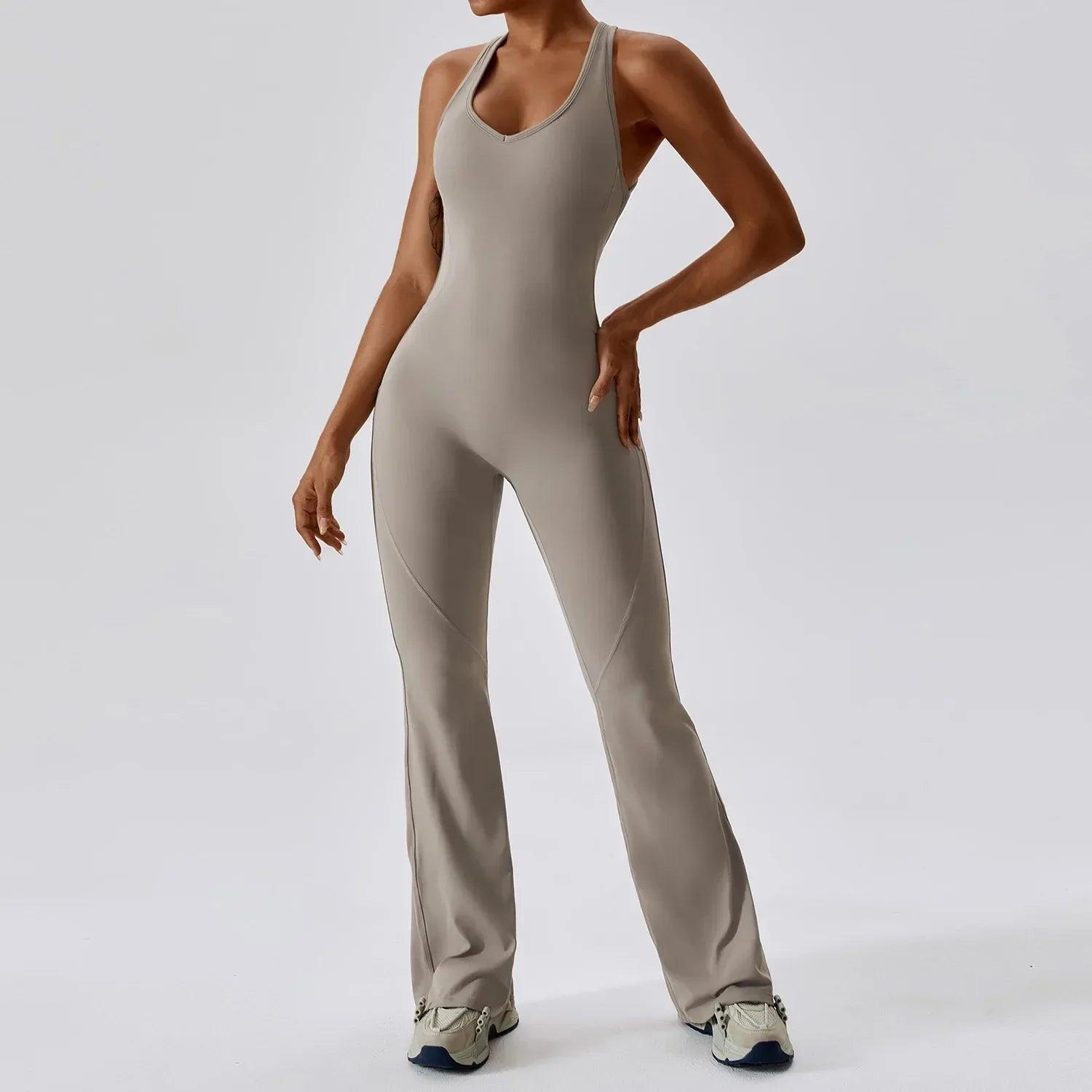 Solid Yoga Jumpsuit – Sleek, Supportive, & Sculpting - Dazzling Beauty Solution