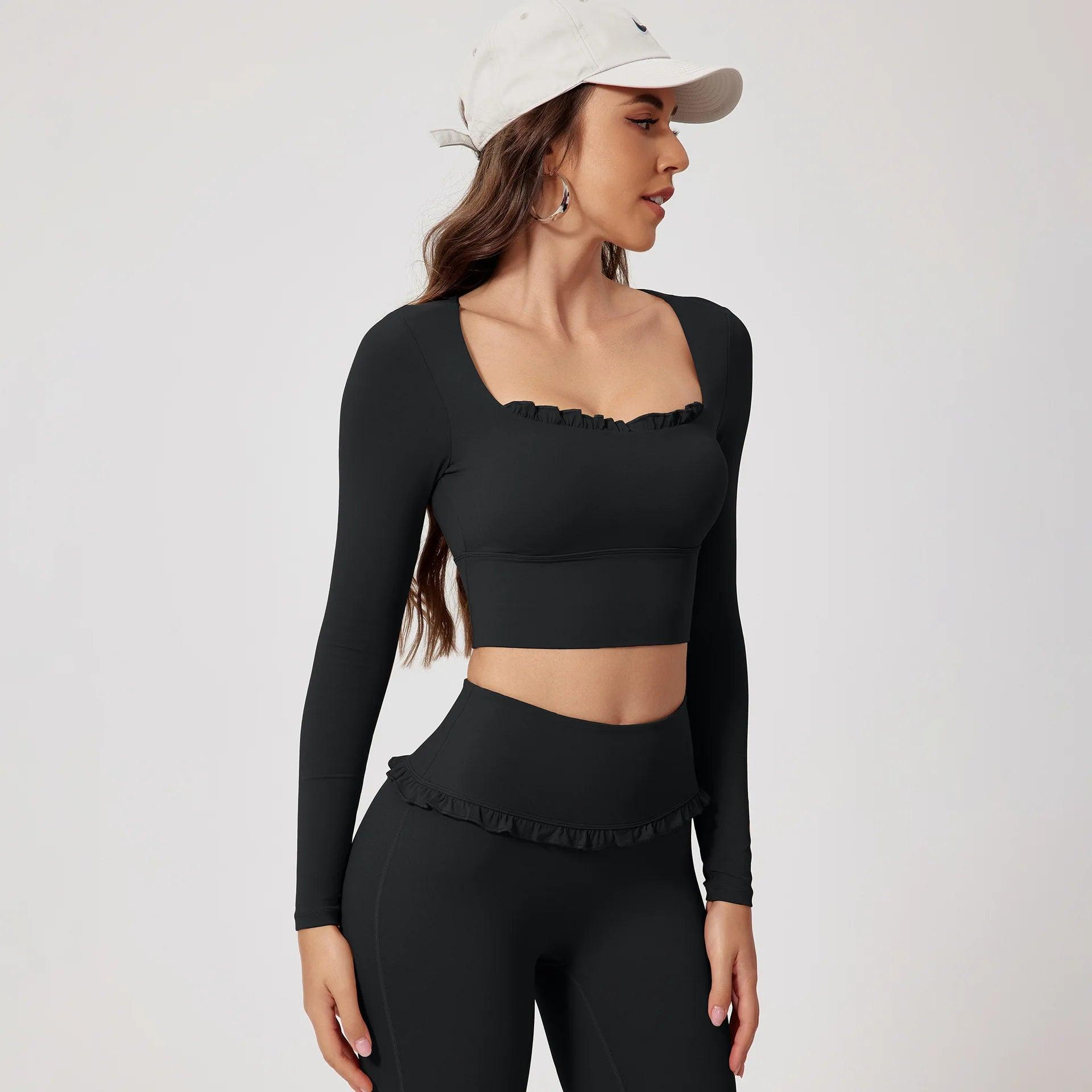 Women's 2-Piece Gym & Yoga Set | Quick-Dry Long Sleeve Top + Leggings | 6 Colors | S–XL