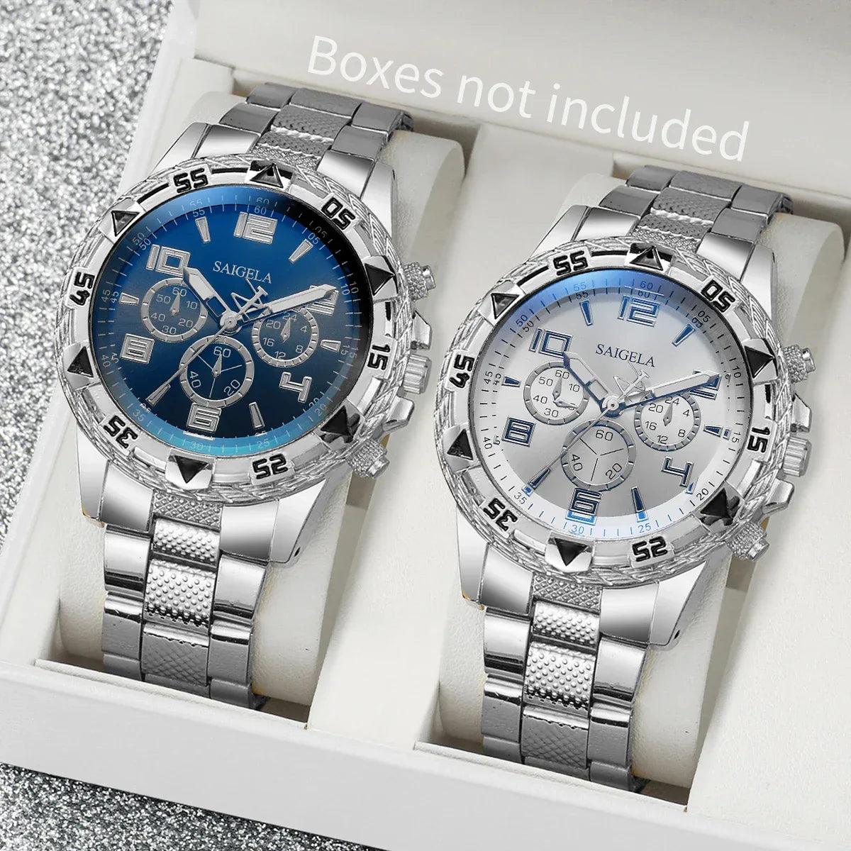 Men's Fashion Quartz Watch Set - 2pcs Steel Band - Dazzling Beauty Solution